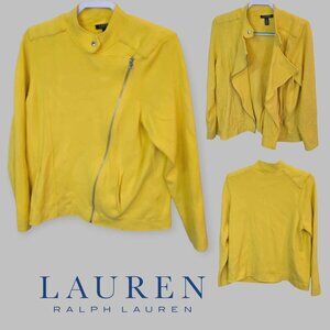 Lauren Ralph Lauren  Moto  Yellow Asymmetrical Jacket Womens Plus Size 1X
